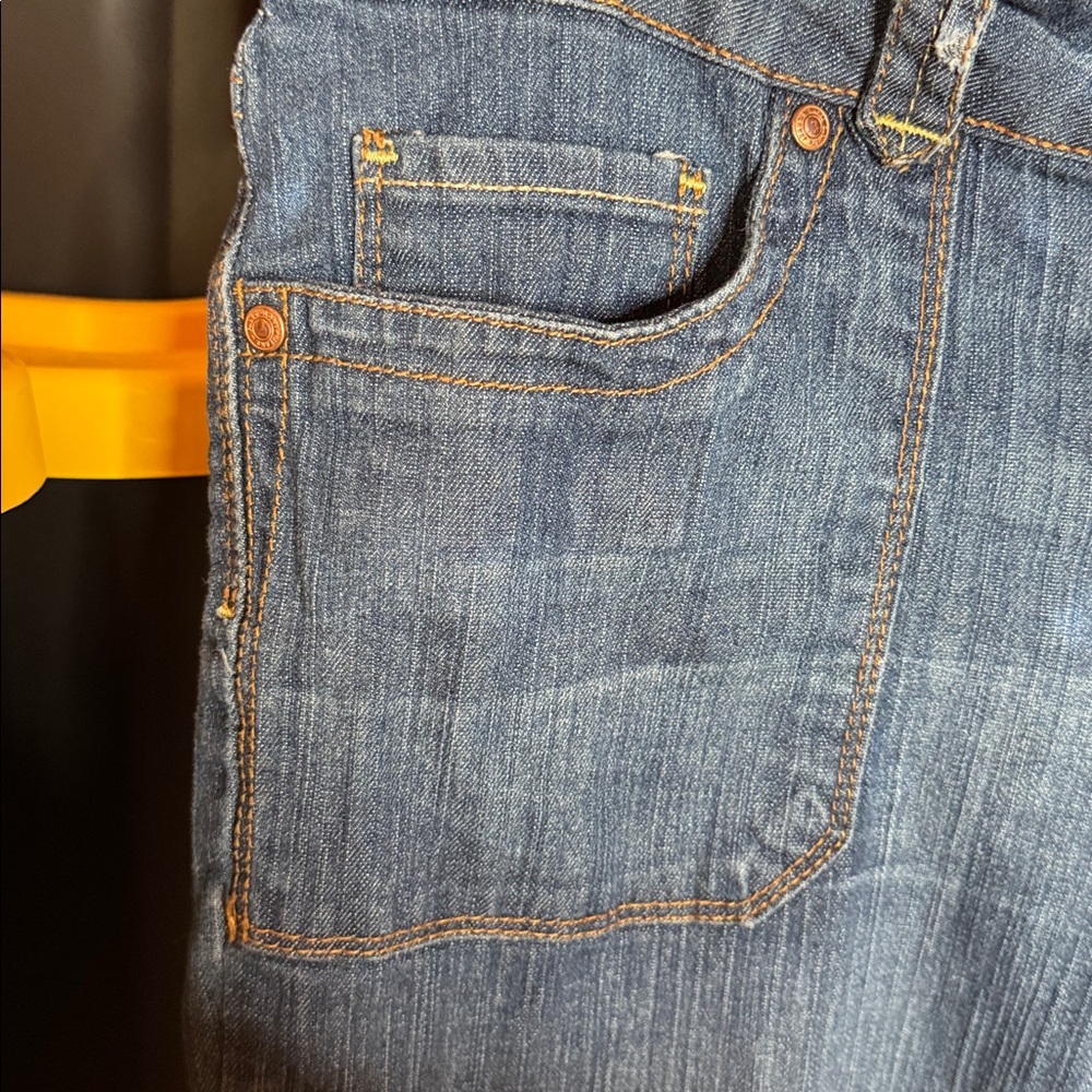 Faded Glory Denim Capri Jeans Women’s Size 16 Blue Floral Cuff Stretch Casual - Picture 7 of 11